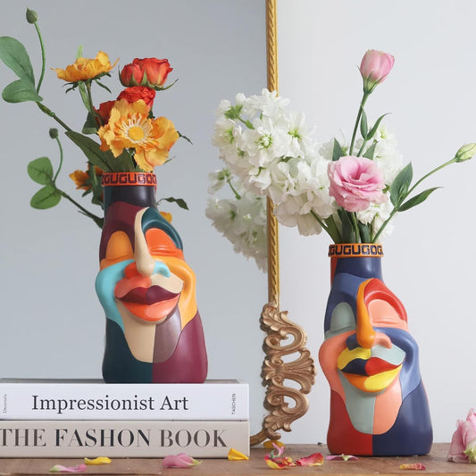 Colorful Face Head Vase Unique Flower Vase