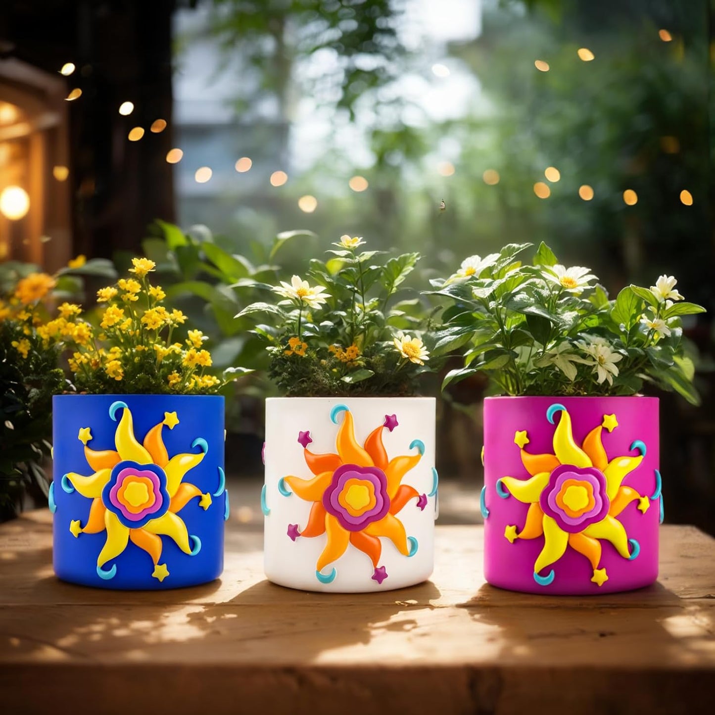 Beautiful Sun Moon Planters Flower Pots Indoor Outdoor Use