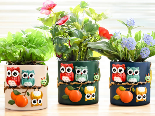 Owl Planter Flower Pot Cute Colorful Adorable Houseplant Planters Indoor Outdoor
