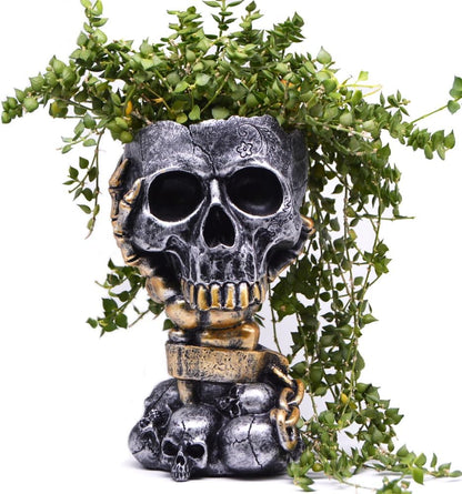 Skull Goth Head Face Planter Pot Head