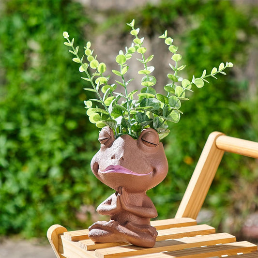 Frog Yoga Meditate Meditation Head Face Planter Pot