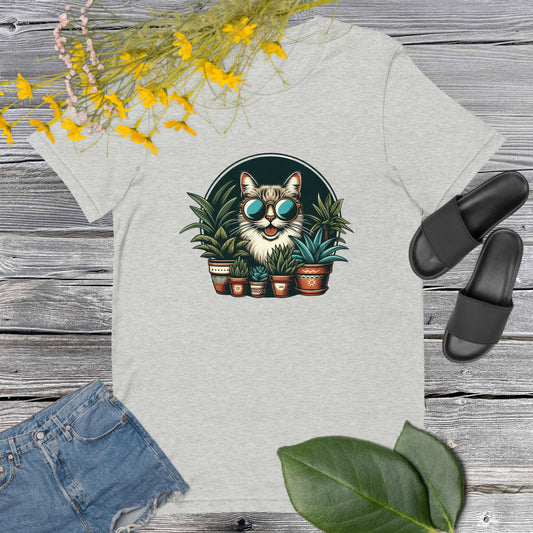 Plants + Paws = Life! T-Shirt | Cat Design 2 | 13 Colors