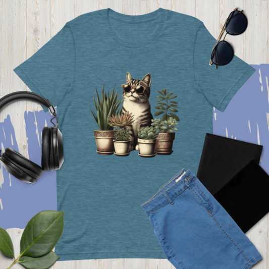 Plants + Paws = Life! T-Shirt | Cat Design 1 | 13 Colors