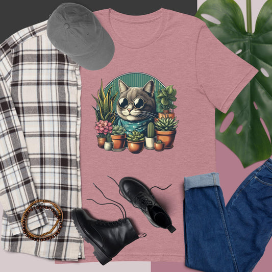 Plants + Paws = Life! T-Shirt | Cat Design 3 | 13 Colors