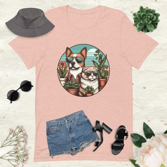Plants + Paws = Life! T-Shirt | Cat & Dog Design 1 | 13 Colors