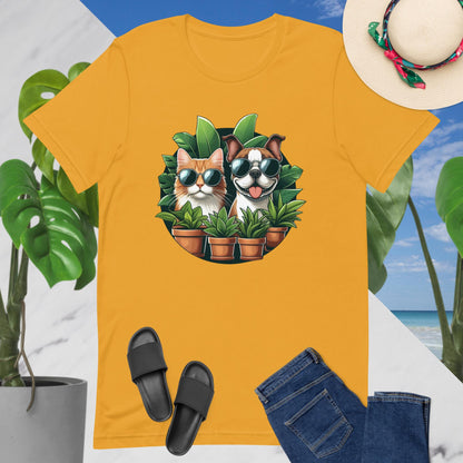 Plants + Paws = Life! T-Shirt | Cat & Dog Design 3 | 13 Colors
